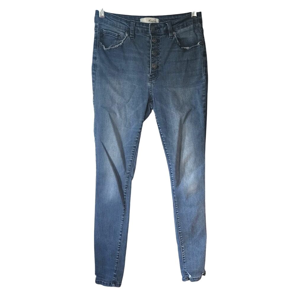 Kancan Stretch Distressed Hem & Pockets High Rise Jeggings Jeans Size 9 / 28